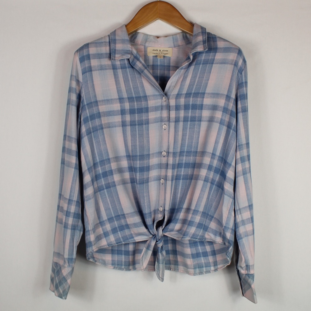 NWOT Cloth & Stone | Tie front plaid shirt M